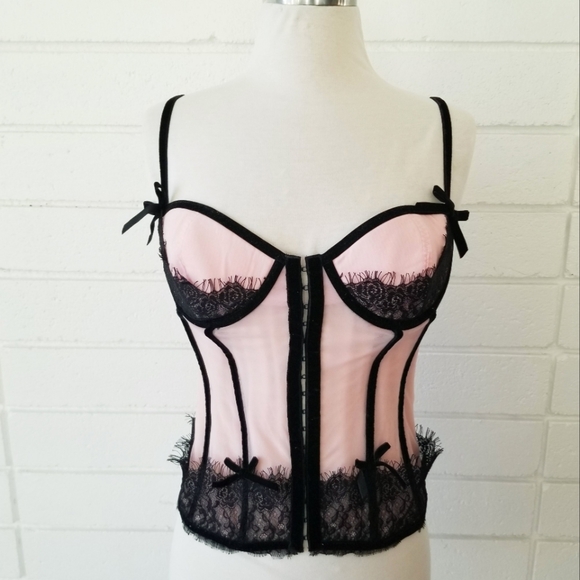 Victoria's Secret Vintage Sexy Little Things Bustier Corset Velvet Bows Lace NWT - Picture 9 of 13